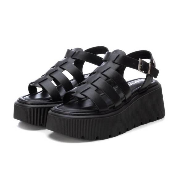 NEW XTI women's wedge sandals in black - Picture 4 of 5